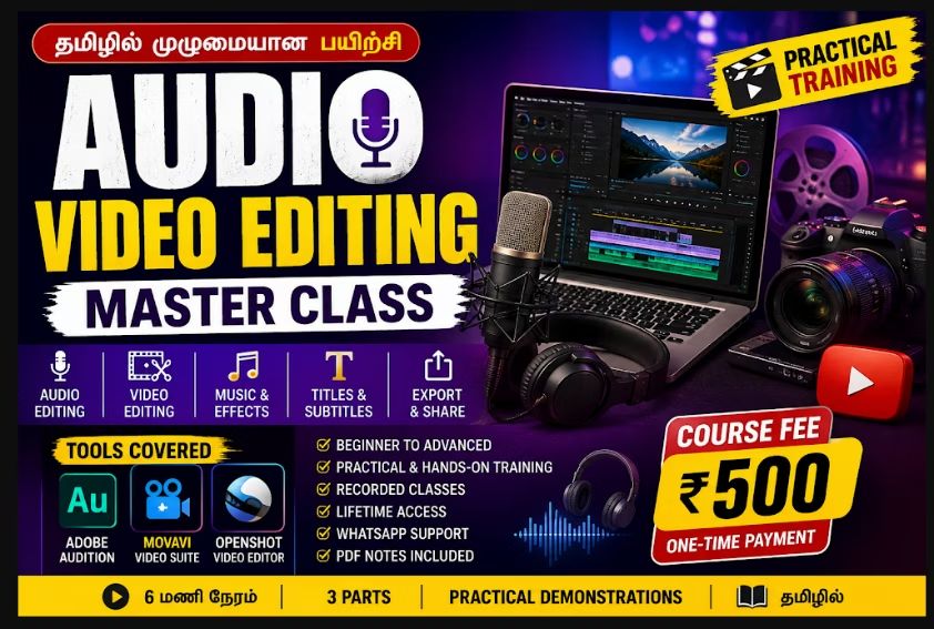 Audio Video Editing பாடநெறி பேனர்